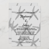スターフィッシュグレイ白黒トレンディービーチ結婚式 招待状 (正面/裏面)