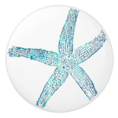 スターフィッシュコーストビーチティール（緑がかった色）ブルーホワ航海のイト セラミックノブ (正面)