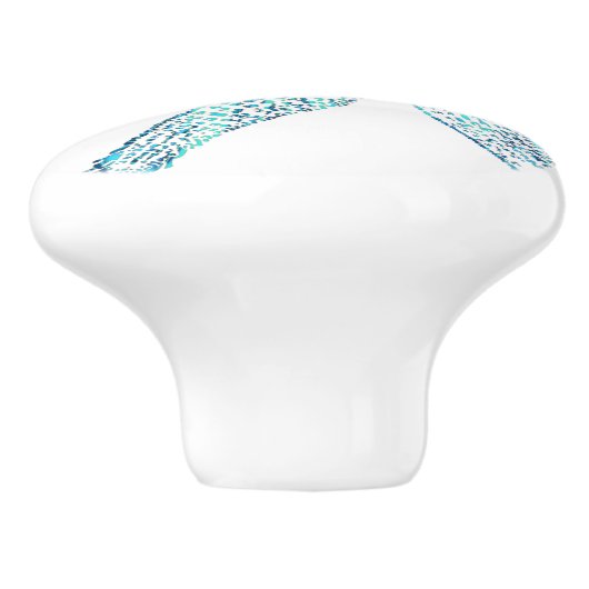 スターフィッシュコーストビーチティール(緑がかった色)ブルーホワ航海のイト セラミックノブ (側面)