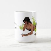 スターフィッシュコーヒーマグ付きブルネットの人魚 コーヒーマグカップ (中央)