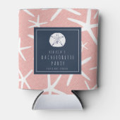 スターフィッシュコーラルとネイビーフロリダビーチバチェロレッテ 缶クーラー (正面)