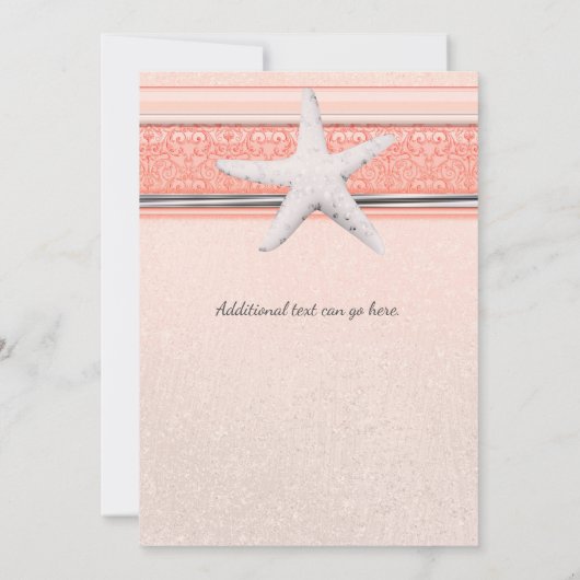 スターフィッシュコーラルオレンジエレガントビーチ招待状 招待状 (裏面)