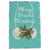 スターフィッシュサンドドルトロピカルクリスマス抱き枕 ミディアムペーパーバッグ (正面)