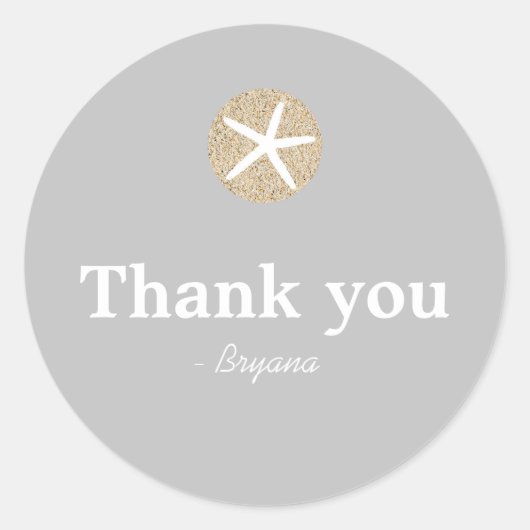 スターフィッシュサンドドルビーチ結婚式フェイスステッカー ラウンドシール (正面)