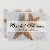 スターフィッシュサンドビーチカップルのブライダルシャワー 招待状 (正面/裏面)