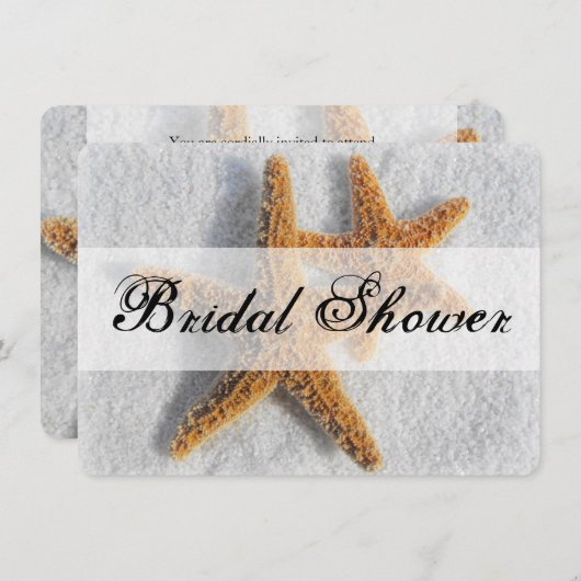 スターフィッシュサンドビーチ海テーマブライダルシャワー 招待状 (正面/裏面)