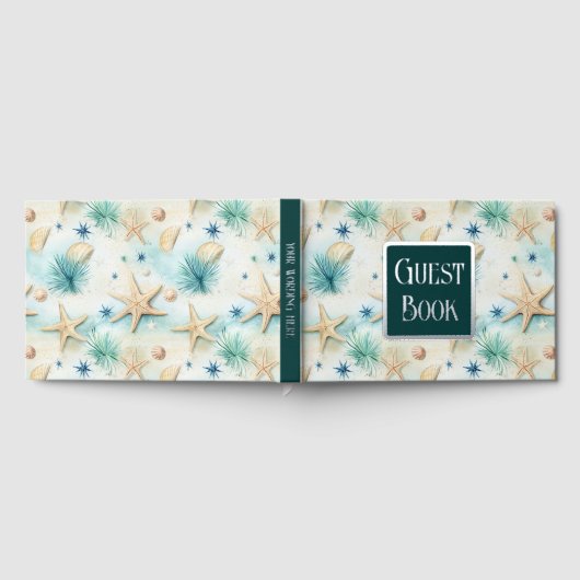 スターフィッシュシーウルチンパステルビーチ航海の箔 ゲストブック (全面)
