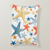 スターフィッシュシーシェルパターンブルーオレンジコースト アクセントクッション (裏面(縦))
