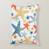 スターフィッシュシーシェルパターンブルーオレンジコースト アクセントクッション (正面(垂直))