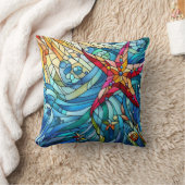 スターフィッシュシーシェルビーチステンドグラス海岸 クッション (ブランケット)