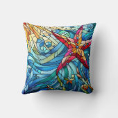 スターフィッシュシーシェルビーチステンドグラス海岸 クッション (裏面)