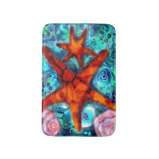 スターフィッシュシーシェルビーチ沿岸航海の抽象芸術 バスマット (正面縦)