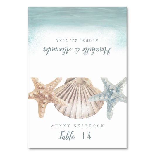 スターフィッシュシーシェルビーチ結婚式座席表 テーブルナンバー (正面)