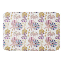 スターフィッシュシーシェルブルーパープルピンク航海の海 バスマット