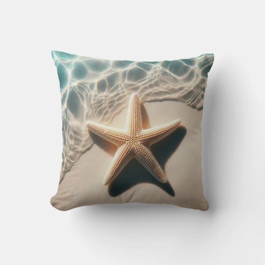 スターフィッシュシーシェルベージュトロピカルビーチ海 クッション (正面)