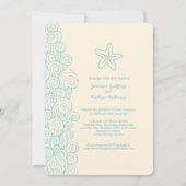 スターフィッシュシースワールアクアアイボリービーチ結婚式 招待状 (裏面)