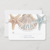 スターフィッシュシーブルー航海のビーチ結婚式 出欠カード (正面)