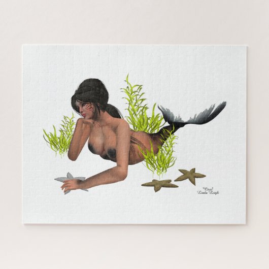 スターフィッシュジグソー付きブルネットマーメイドパズル ジグソーパズル (横)