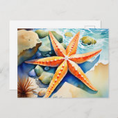 スターフィッシュセレニティウォーターカラー ポストカード (正面/裏面)