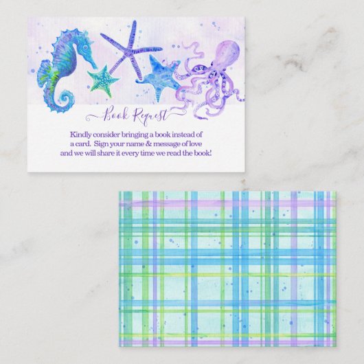 スターフィッシュタコシーホースビーチガールベビーシャワー エンクロージャーカード (正面/裏面)
