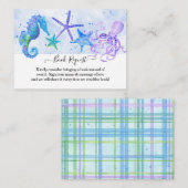 スターフィッシュタコシーホースビーチブルーベビーシャワー エンクロージャーカード (正面/裏面)