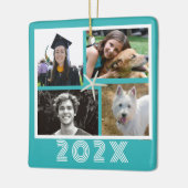 スターフィッシュターコイズファミリーフォトコラージュ日付 セラミックオーナメント (左)