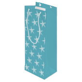 スターフィッシュティール(緑がかった色)ブルーコースタルクリスマス応援 ワインギフトバッグ (裏面アングル)
