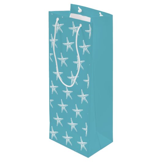 スターフィッシュティール(緑がかった色)ブルーコースタルクリスマス応援 ワインギフトバッグ (裏面アングル)