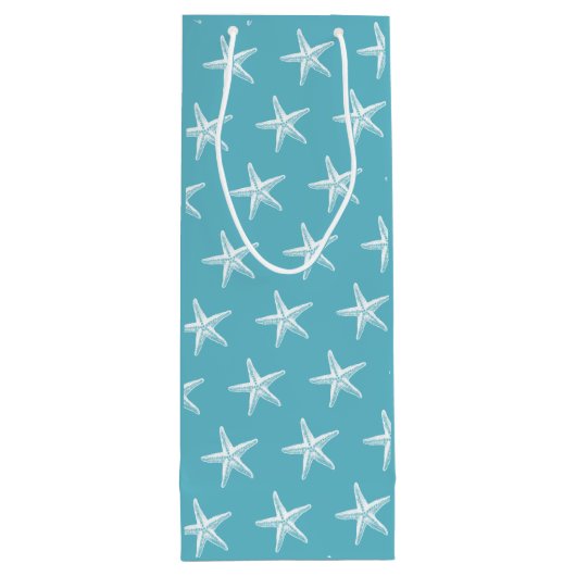 スターフィッシュティール(緑がかった色)ブルーコースタルクリスマス応援 ワインギフトバッグ (裏面)