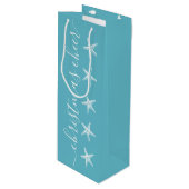 スターフィッシュティール(緑がかった色)ブルーコースタルクリスマス応援 ワインギフトバッグ (正面アングル)