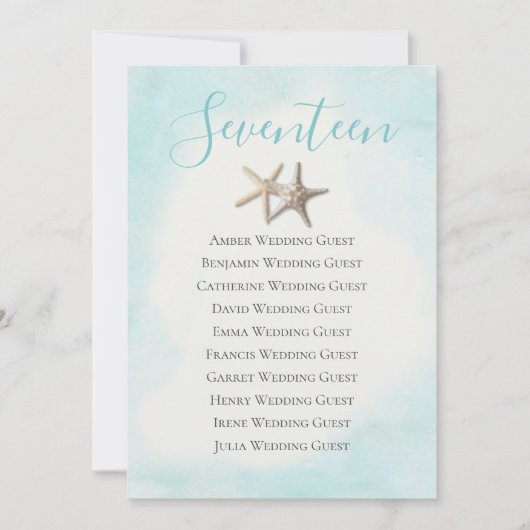 スターフィッシュテーブル17シーティングカード (正面)