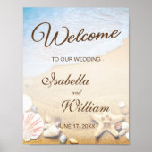スターフィッシュトロピカルビーチ結婚式ウェルカムサイン ポスター (正面)