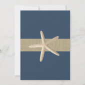 スターフィッシュネイビーブルーストライプビーチ結婚式 招待状 (正面)