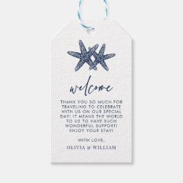 スターフィッシュネイビーブルービーチ結婚式へようこそ ギフトタグ