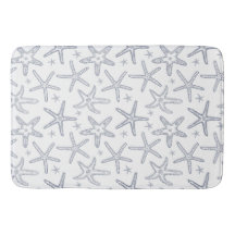 スターフィッシュネイビーブルー&ホワイト沿岸海洋生物プリント