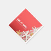 スターフィッシュネッティングビーチカクテルパーティー | コーラル スタンダードカクテルナプキン (角)