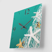 スターフィッシュネッティングビーチ沿岸生活 |アクア スクエア壁時計 (傾斜)