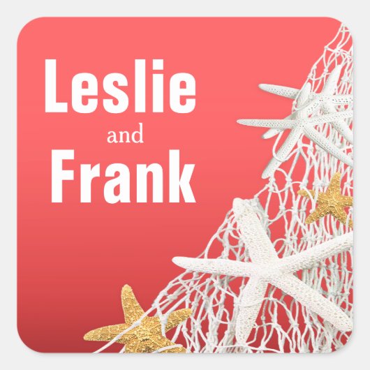 スターフィッシュネッティングビーチ結婚式特典 |サンゴ スクエアシール (正面)