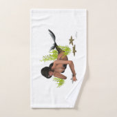 スターフィッシュハンドタオル付きブルネット人魚 ハンドタオル (ハンドタオル)