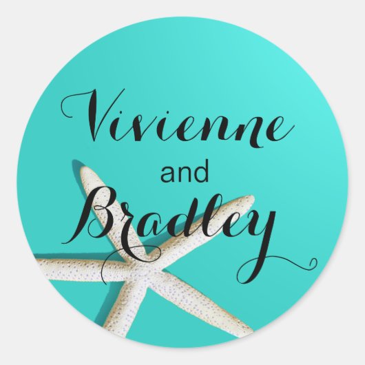 スターフィッシュバーガービーチ |ティール（緑がかった色） ラウンドシール (正面)