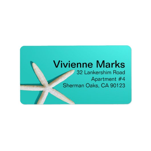 スターフィッシュバーガービーチ |ティール（緑がかった色） ラベル (正面)