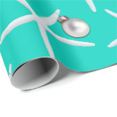 スターフィッシュパターンターコイズクリスマスギフトラップ ラッピングペーパー (ロールコーナー)