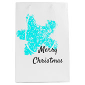 スターフィッシュパターンティール(緑がかった色)アクアホワイトメリークリスマス ミディアムペーパーバッグ (正面)