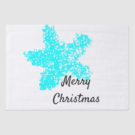 スターフィッシュパターンティール(緑がかった色)アクアホワイトメリークリスマス 薄葉紙 (正面)