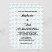 スターフィッシュパターンティール(緑がかった色)ブルービーチ航海のズ結婚 招待状 (正面/裏面)