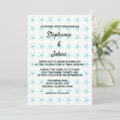 スターフィッシュパターンティール(緑がかった色)ブルー航海のビーチ結婚式 招待状 (スタンド正面)