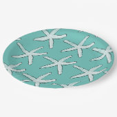 スターフィッシュパターンビーチティール(緑がかった色)ベビーシャワー誕生日 ペーパープレート (アングル)