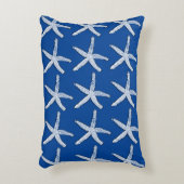 スターフィッシュパターンビーチ沿岸深いブルースタイリッシュ アクセントクッション (正面(垂直))