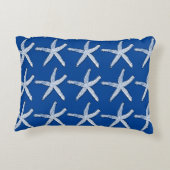 スターフィッシュパターンビーチ沿岸深いブルースタイリッシュ アクセントクッション (裏面)