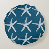 スターフィッシュパターンビーチ海ブルークリスマス2020 ラウンドクッション (裏面)